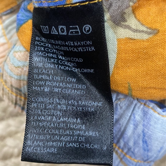 BDG Linen Yellow Tropical Inside Out Floral Print Shorts - Picture 4 of 5